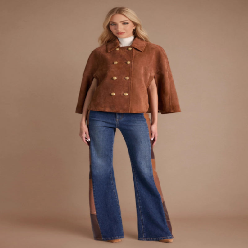 Women's Polyester Leather Loose Fit Elegant Commute Coat Dark