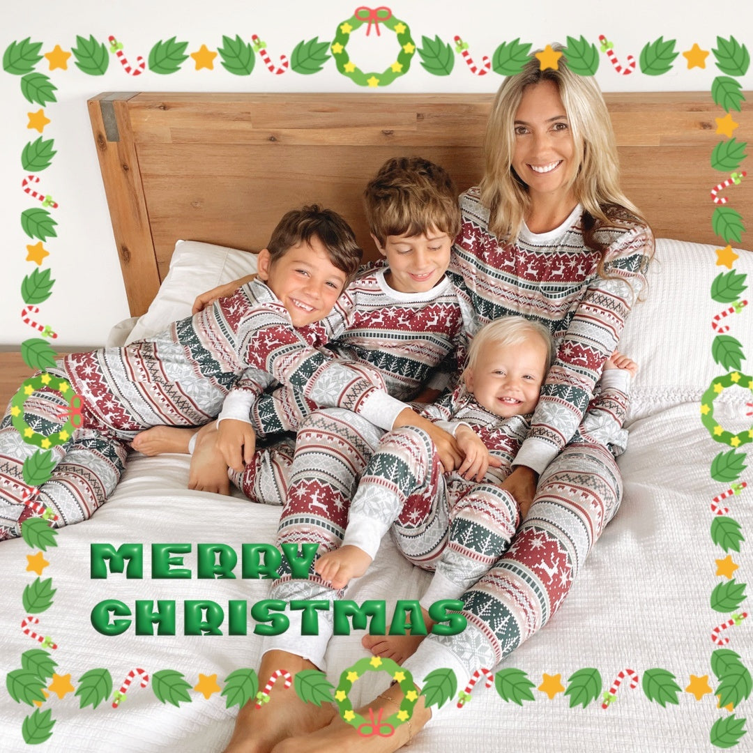 Matching Family Christmas Themed Long Sleeve and Pants Pajama Set-Theone Apparel