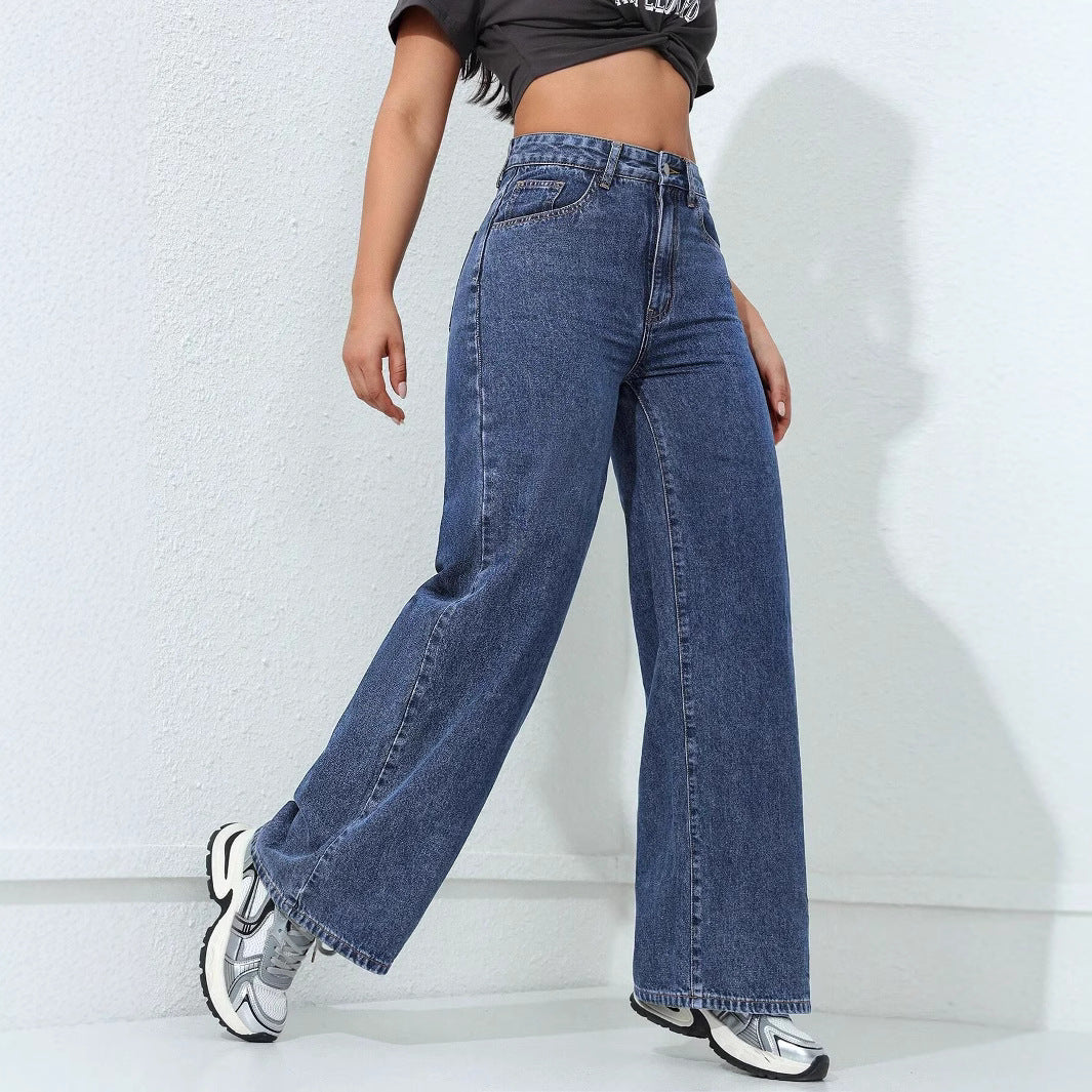 Relaxed Fit Loose Straight Wide-Leg Denim Pants for Comfort-Theone Apparel