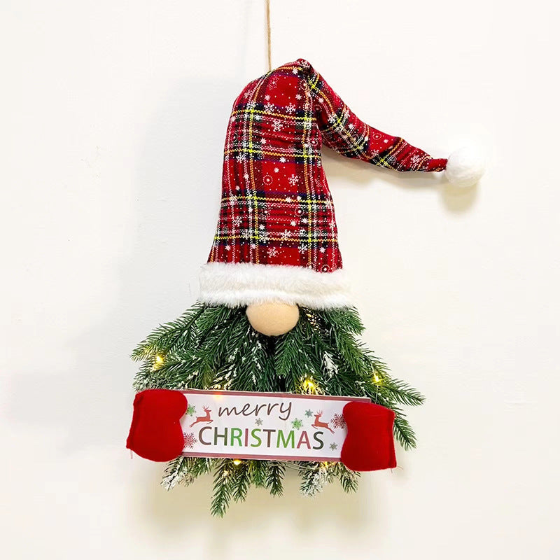 Whimsical Pine Gnome in Santa Hat Christmas Door Hanging Decoration-Legless-Theone Apparel