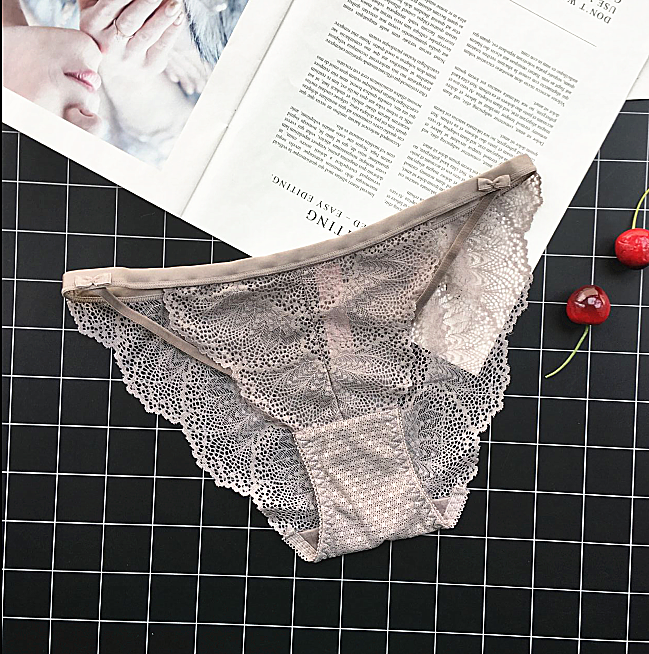 Lace Briefs with Beautiful Ornate Pattering-Gray-Theone Apparel