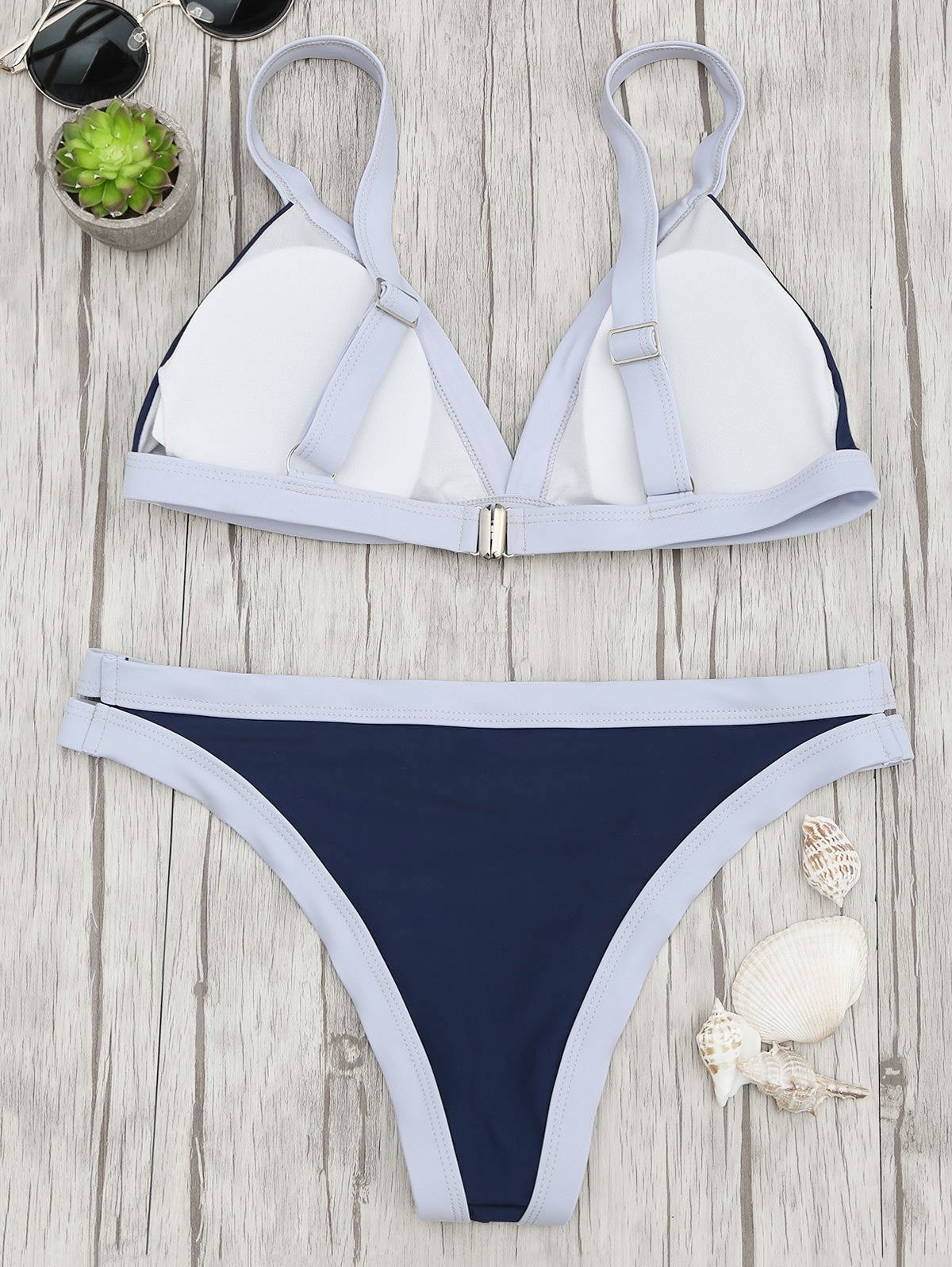 Padded Color Block Bikini Set