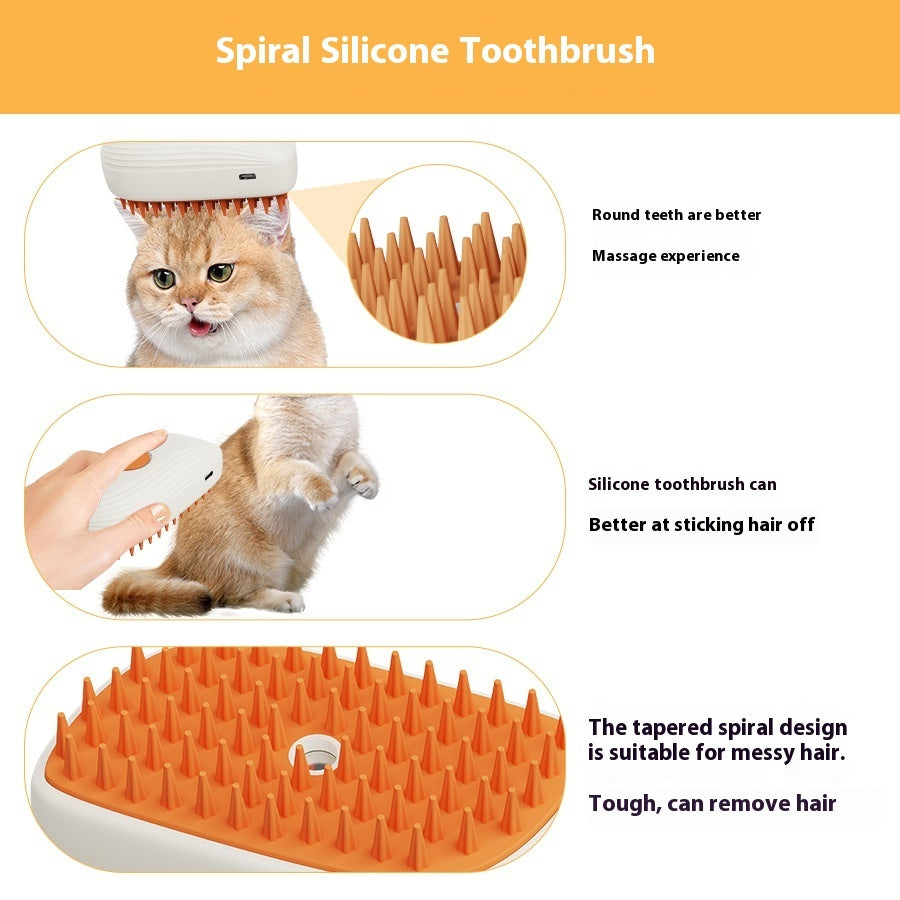 USB Rechargeable Steam Brush Comb For Pet Grooming
