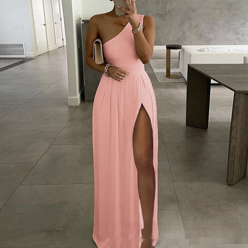 Mutiges solides Color Casual Kleid mit stilvoller Persönlichkeits -Twist