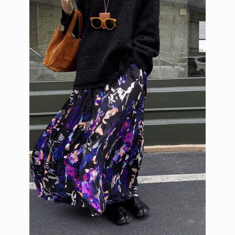 ユニークな日常スタイルのためのビンテージのしわくちゃの花柄のスカート