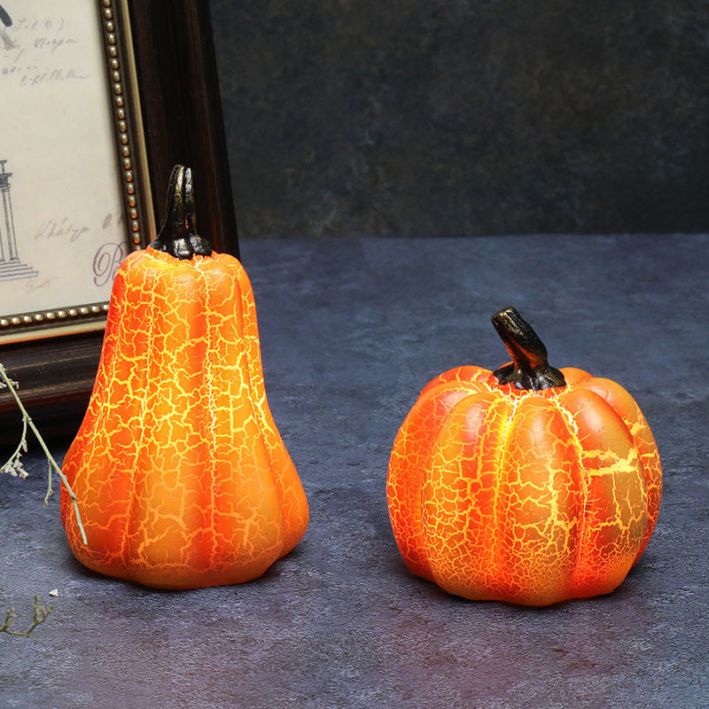 Orange Gourd Halloween Decoration with Lighted Interior in Pumpkin Color