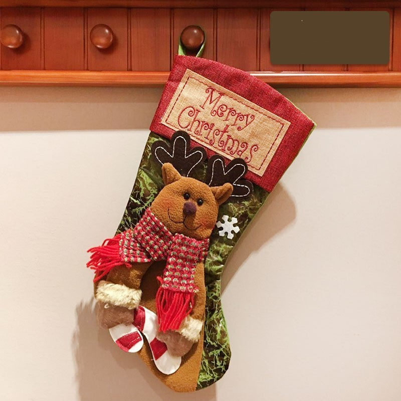 Rustic Classic Merry Christmas Snowman, Santa en Rendier kousen