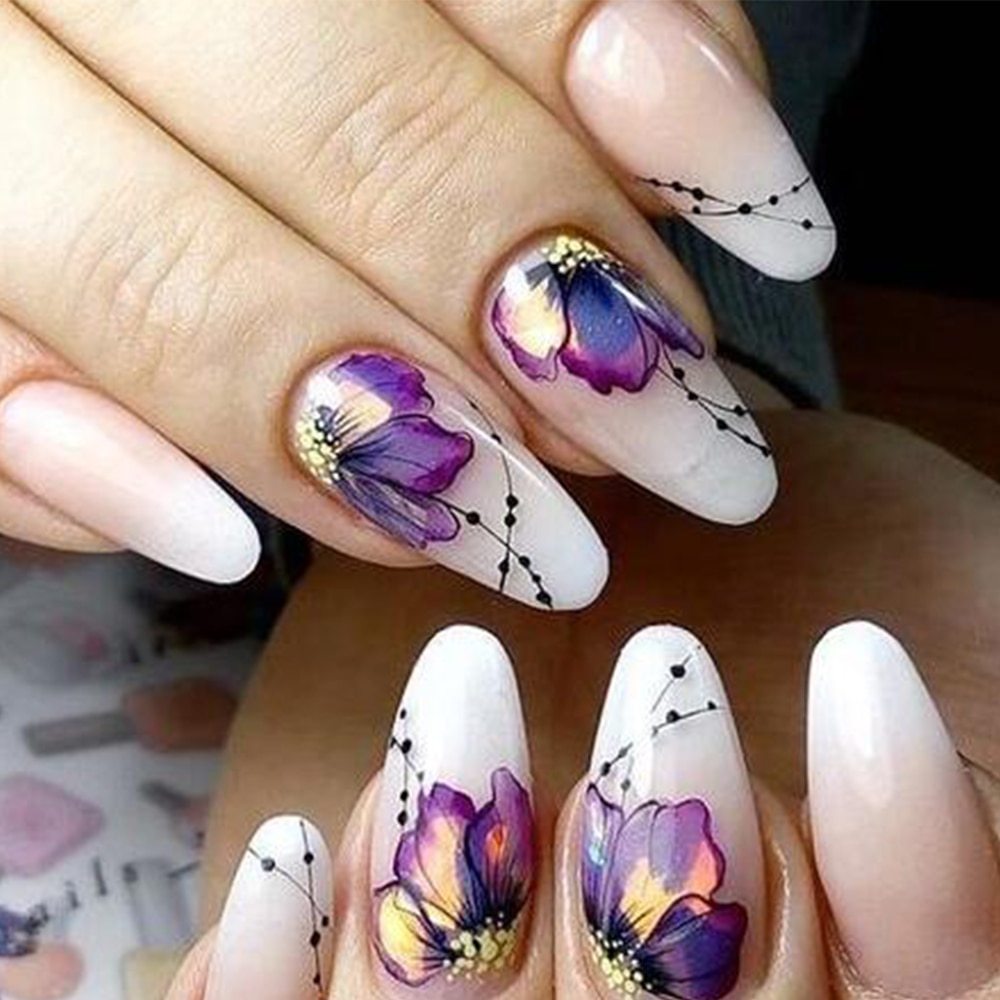 Damesbloemen nagelstickers voor accentnagels en valse nagels