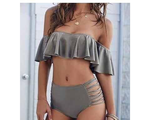 One-Shoulder Split High-Waist Bikini for Modern Beach Glamour