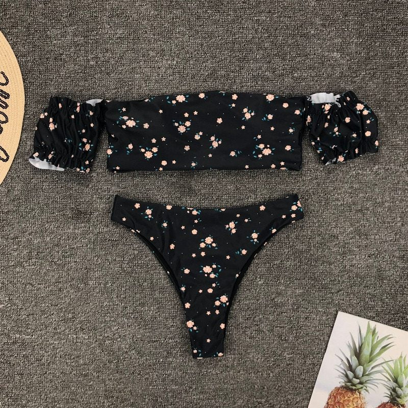 Maiô de biquíni com estampa floral para vibrantes vibrantes de verão de praia