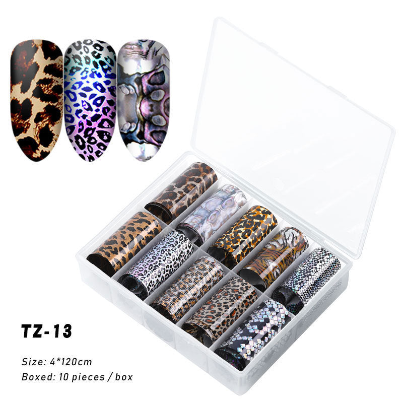 Multicolored and Multipatterned Nail Wraps 10 Piece Set