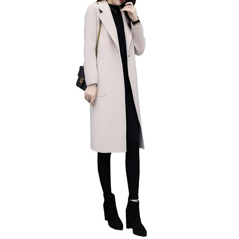 New Autumnwinter Wool Coat, Mid-length, Loose-fit, Korean Style