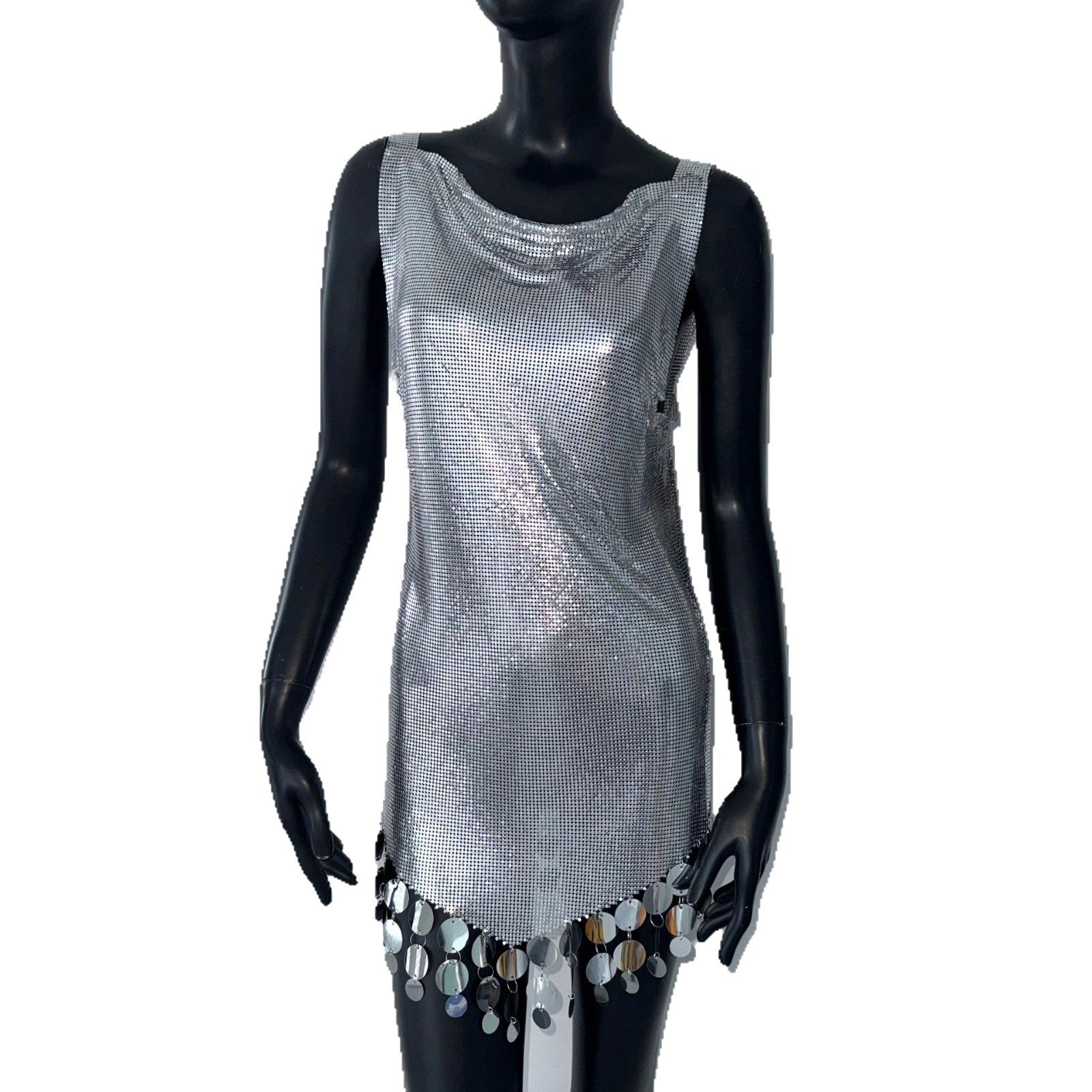 Glam Sequin Split Dress with Metallic Stitch Accents