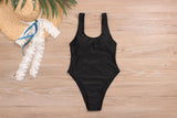 Women's One Piece Solid Color Swimsuit with U-Neck