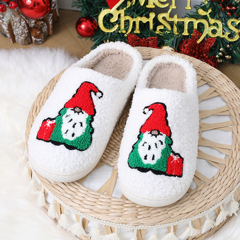 Warm en zacht gesloten teen kerstthema slip op huis slippers