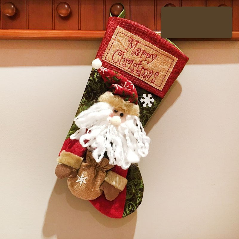 Rustic Classic Merry Christmas Snowman, Santa en Rendier kousen