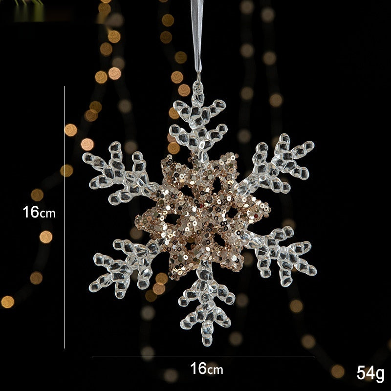 Elegant Sequined Clear Acrylic Hanging Ornament Decorations with Ribbon