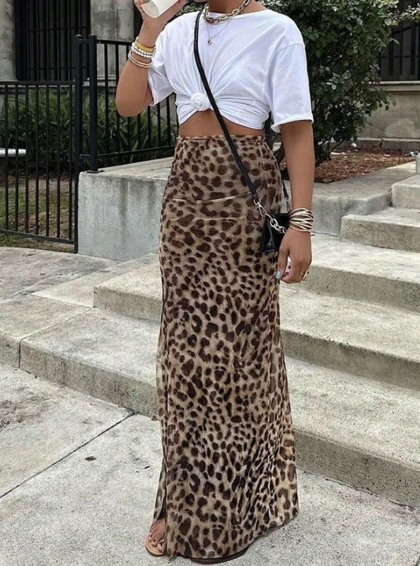 Leopard print hoge taille rok voor elegant gewaagde looks