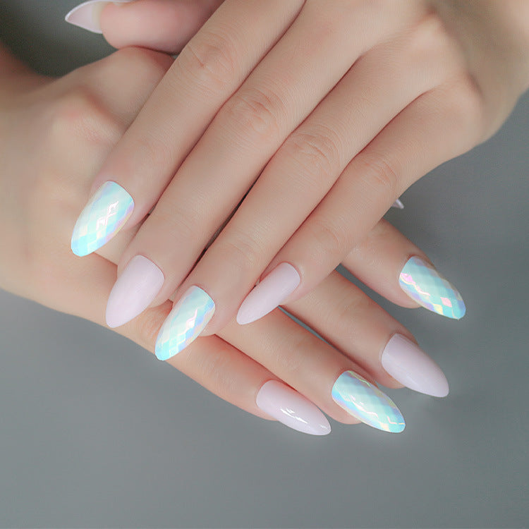 24 Piece Round and Almond Nail Set in Multiple Colors-Light Pink-Theone Apparel