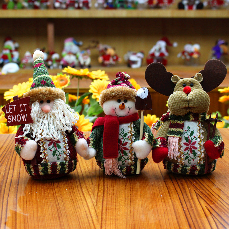 Cute Rustic Santa Claus, Reindeer and Snowman Christmas Decorations