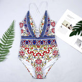 Women's One Piece Red, White and Gold Swimsuit