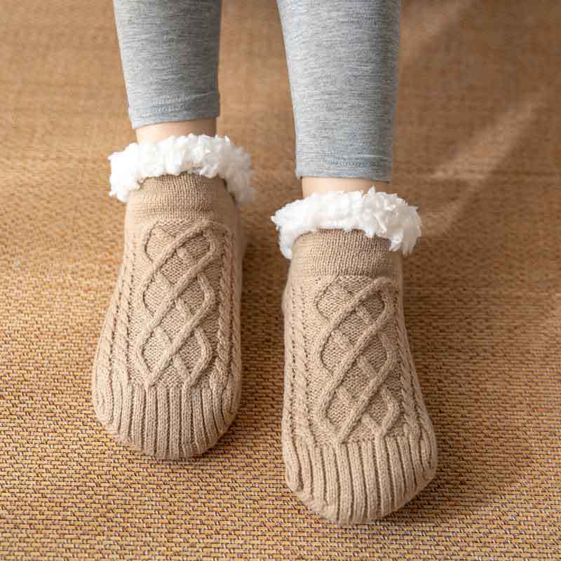 Soft Knit Style Winter Socks with White Fleece Lining in Multiple Colors