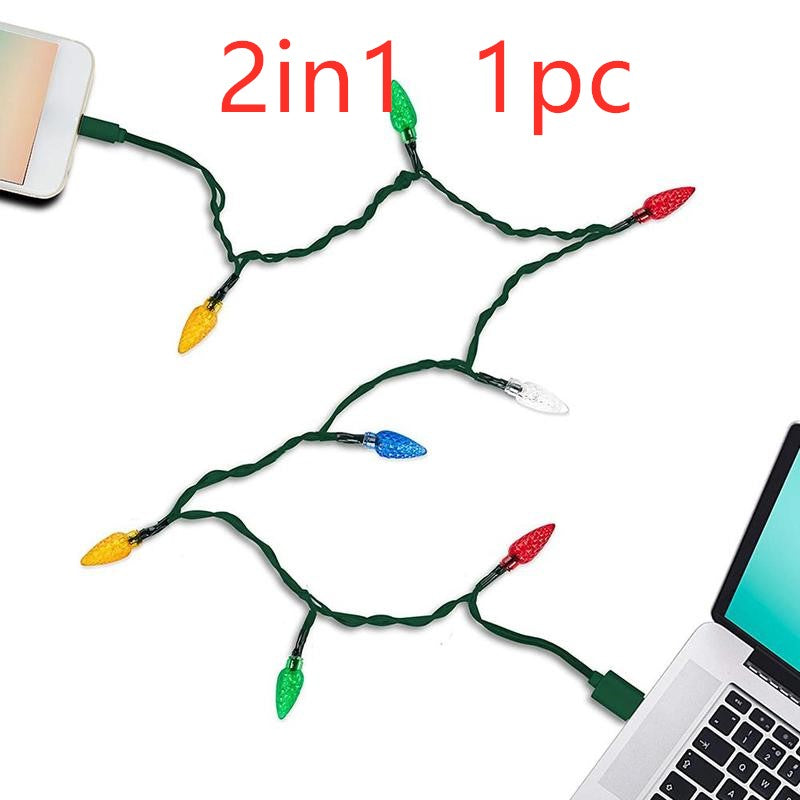 Festive LED USB Charging Cable With Decorative Christmas Lights