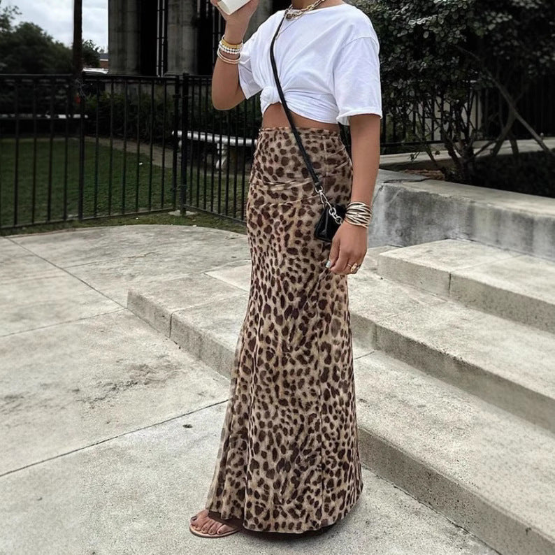 Leopard print hoge taille rok voor elegant gewaagde looks