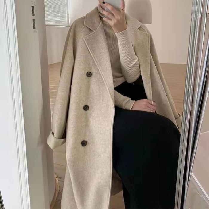 Women's Wool Coat Mid-length Loose Thicken Autumn Winter New Style Overcoat