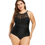 Women's One Piece Plus Size Swimsuit with Mesh Bodice