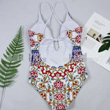 Women's One Piece Red, White and Gold Swimsuit