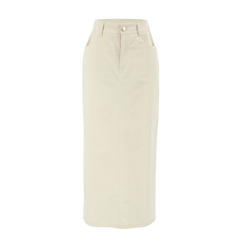 High Waist Slit Denim Skirt For Confident Workwear Style