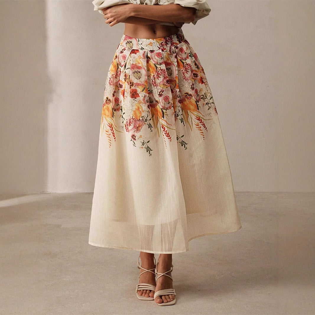 Falda de estampado de bambú para trajes elegantes y elegantes