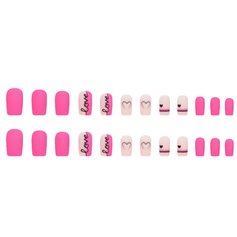 Women's Romantic Valentine's Day Pink and Nude Nail Set