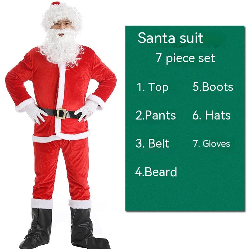 Adult Sized Full Body Santa Suit With Santa Hat and White Beard