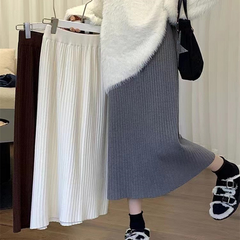 Jupe tricotée de couleur unie pour style quotidien sans effort
