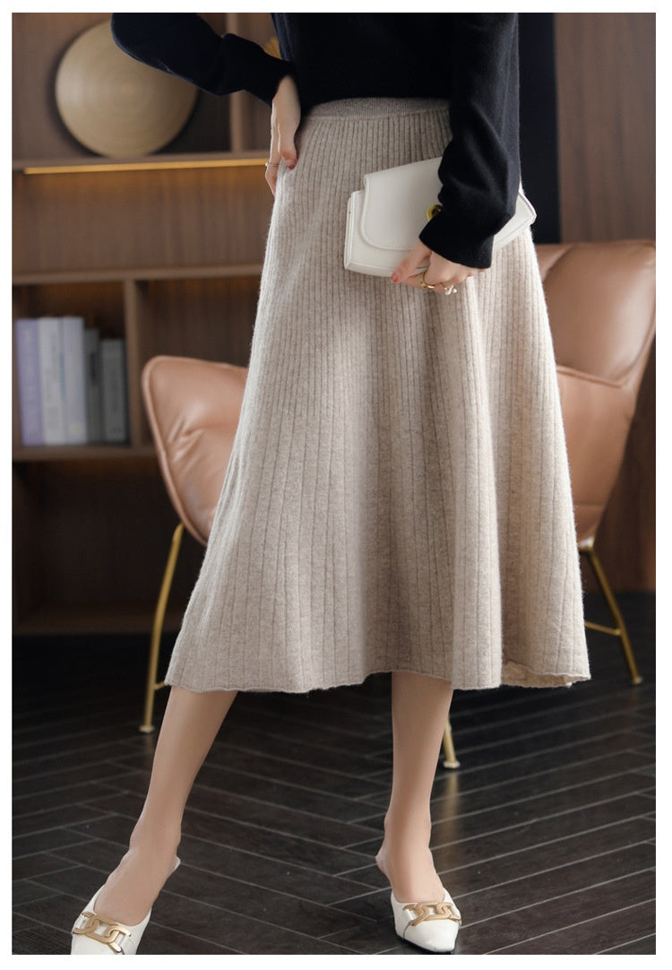 Falda plisada de cachemir de lana para elegancia acogedora