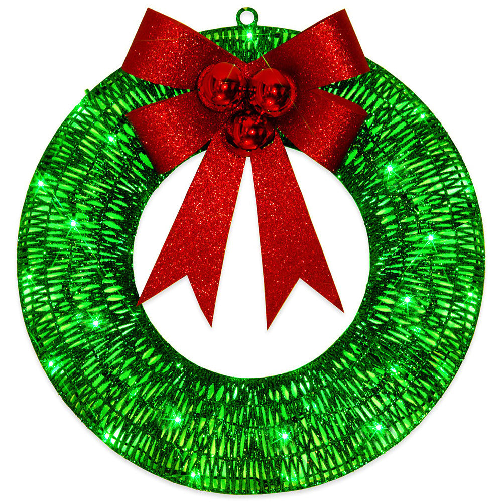 50 Centimeter Christmas Garland with LED Lights and Oversized Bow-Green-Theone Apparel