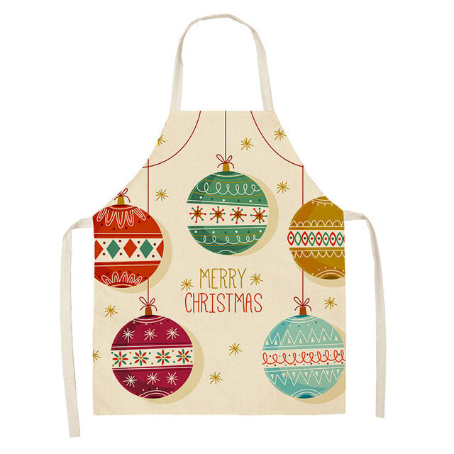 Merry Christmas Cotton-Linen Blend Self-Tie Adjustable Apron in Assorted Styles