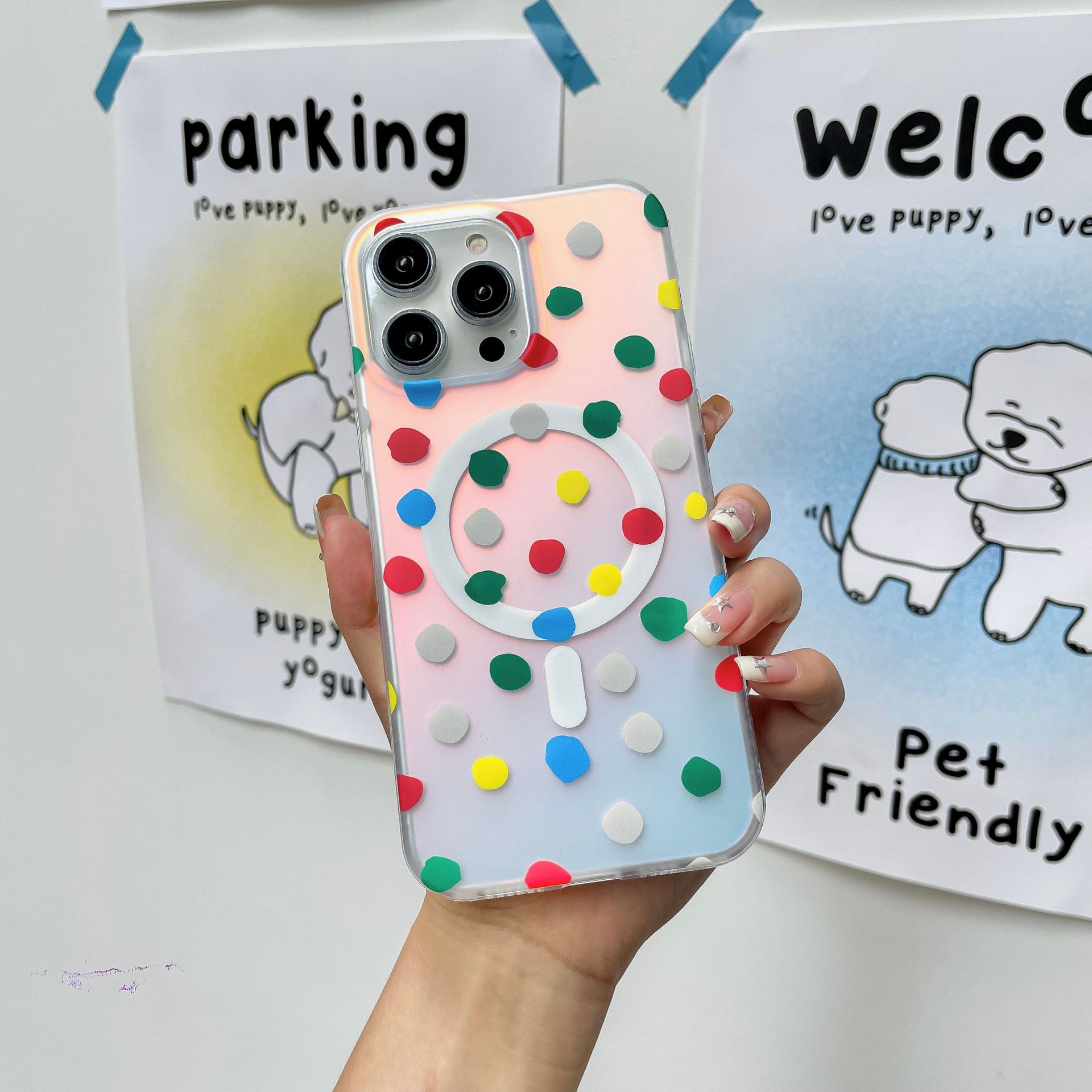 Magnetic Polka Dot Shock?Resistant TPU Phone Case For iPhone