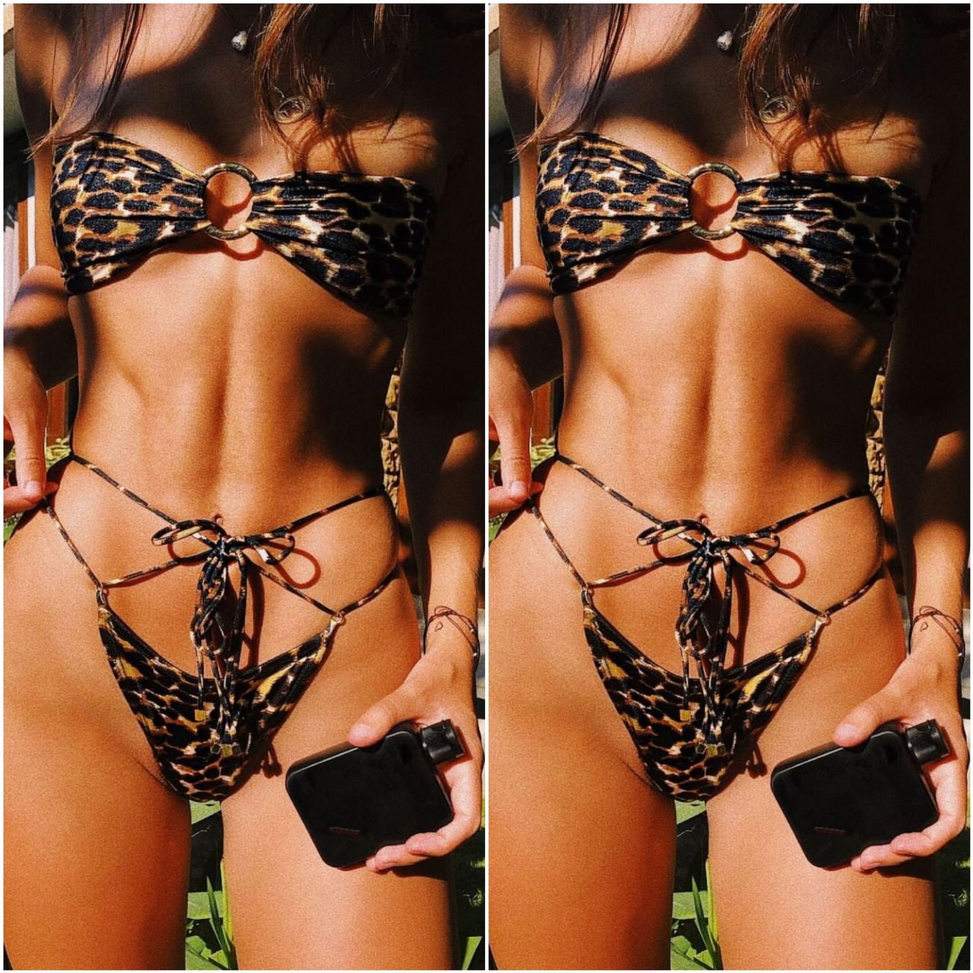 Dames tweedelig dierenprint Strappy Bikini Set