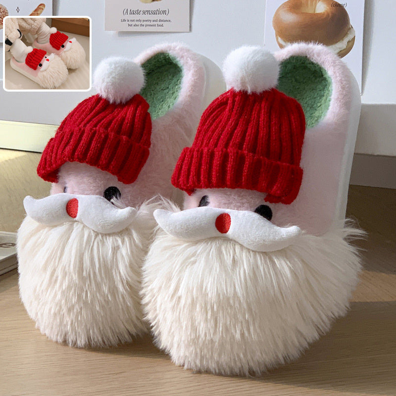 Super Soft and Fluffy White and Red Santa Clause 3D Slippers