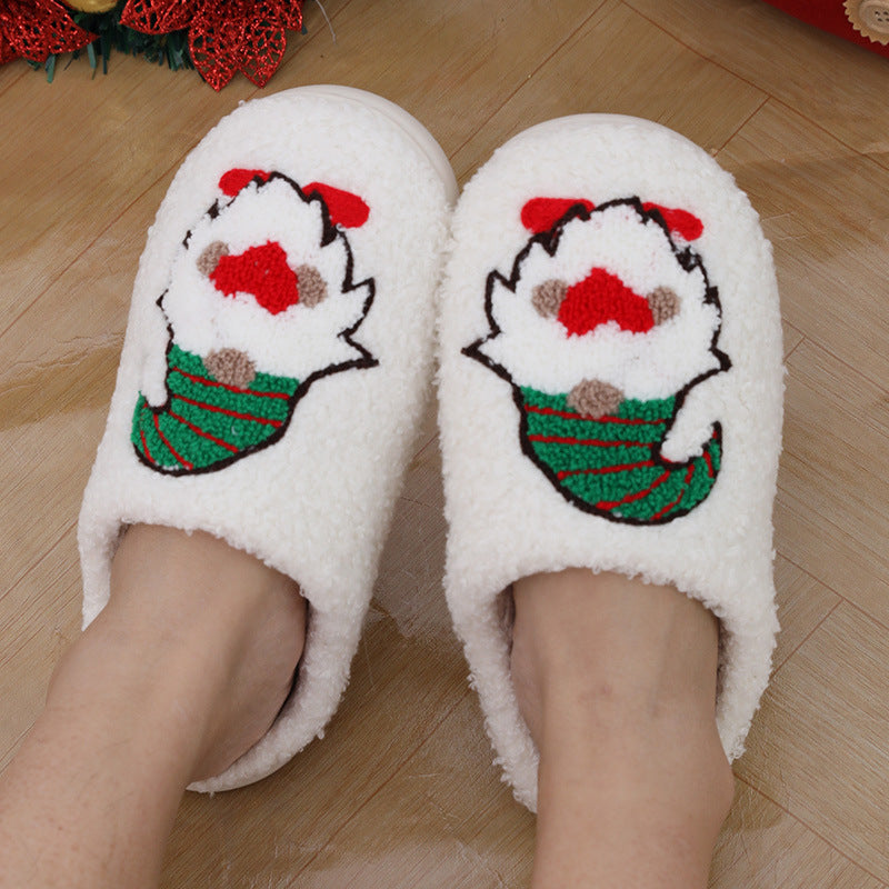 Warm en zacht gesloten teen kerstthema slip op huis slippers