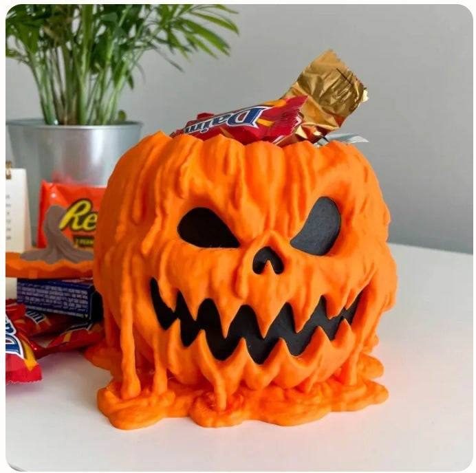 Melting Halloween Jack-O-Lantern Candy Bucket for Trick or Treat