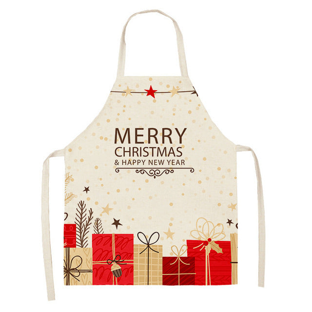 Merry Christmas Cotton-Linen Blend Self-Tie Adjustable Apron in Assorted Styles