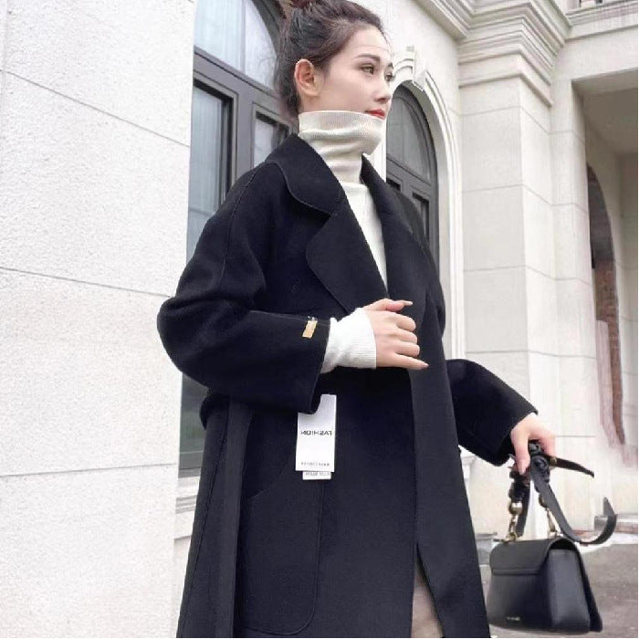 Double-faced Cashmere Coat Women's Mid-length Over The Knee