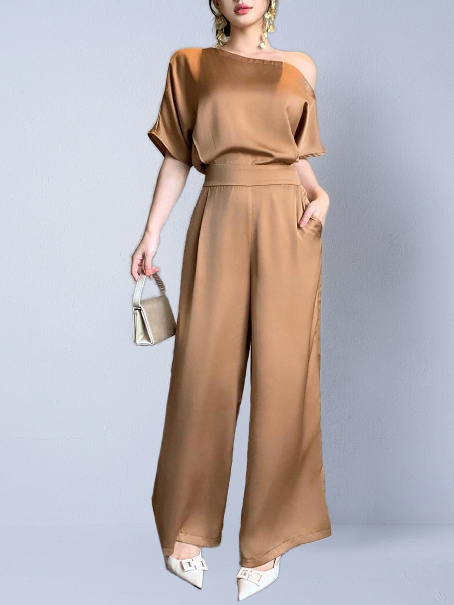 Silky-elegant Asymmetrical Jumpsuit For Women