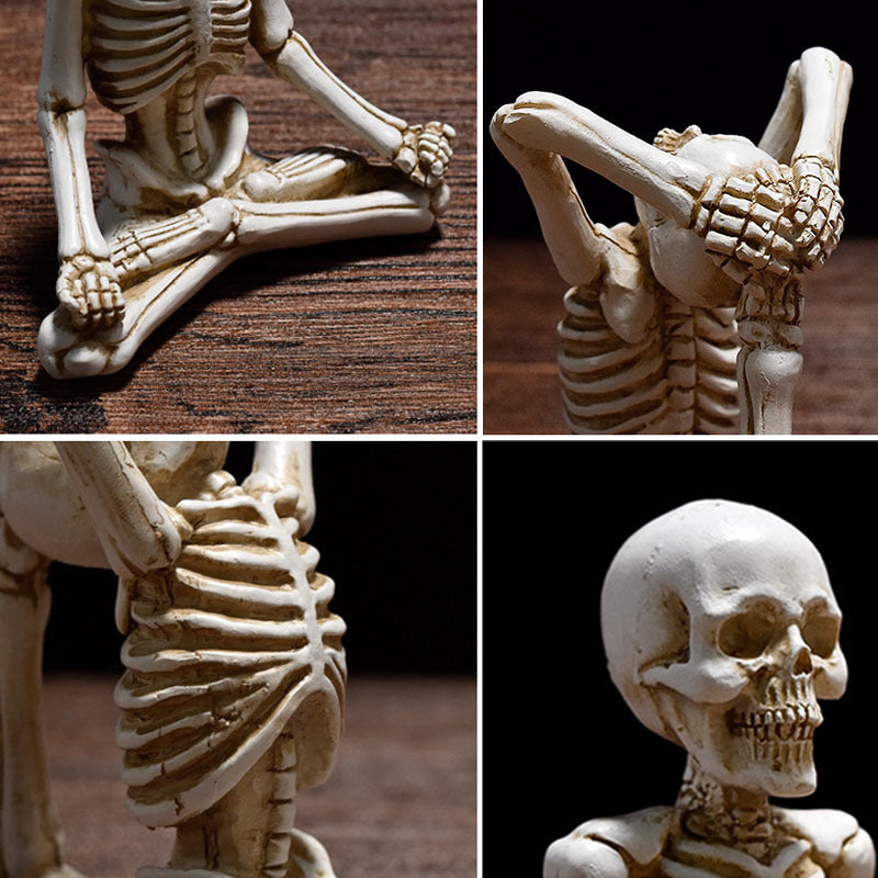 Skelet in yoga poseert Halloween-decoraties met niet-slipbasis