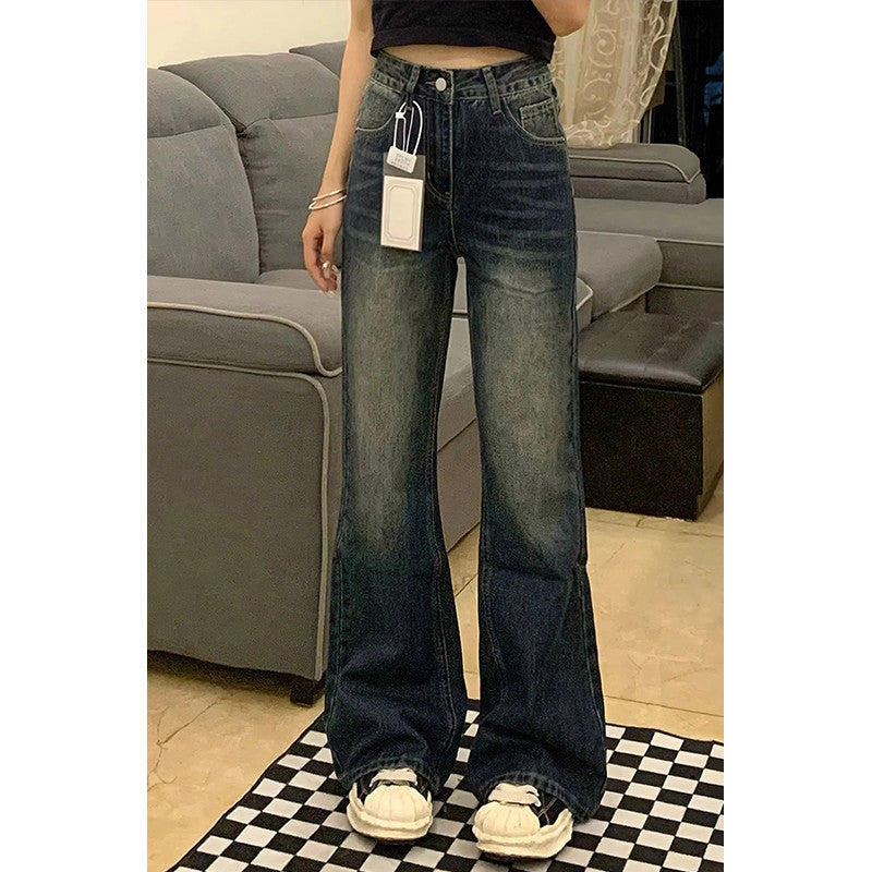 Retro Blue Plus Ukuran Skinny Jeans untuk Wanita