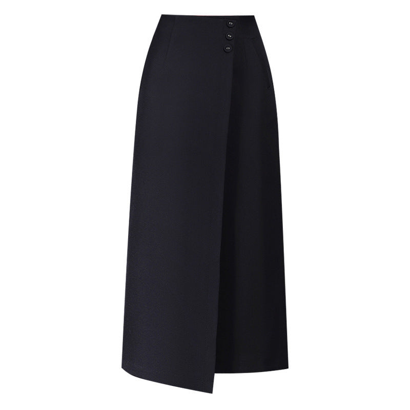 Jupe de gaine droite irrégulière avec design fendu drapé